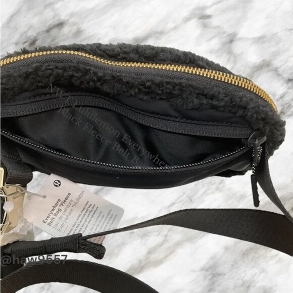 NWT Lululemon GOLD Hardware Everywhere Black FLEECE Belt Bag Fanny Pack … - Picture 15 of 15